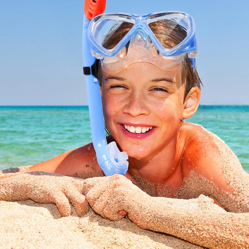 ACQCES Kids Snorkel Set Dry Top Snorkeling Gear for Kids Youth Boys Girls Junior Age 5-15,Tempered Glass Swimming Diving Mask and Snorkel Set 180 Degree Panoramic View - Image 2
